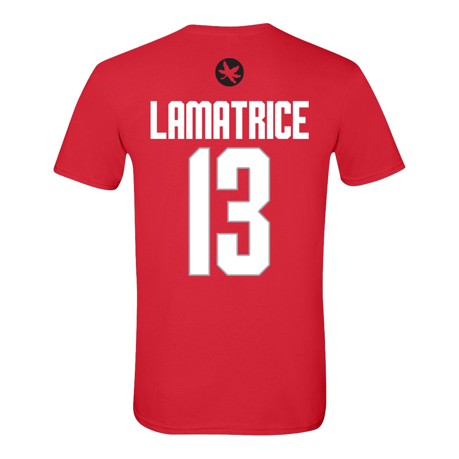 Ohio State Buckeyes #13 Angelo Lamatrice Student Athlete Men's Lacrosse T-Shirt - Back View