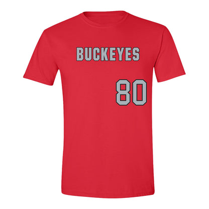 Ohio State Buckeyes Softball Student Athlete T-Shirt #80 Tanaya Barrett - Front View