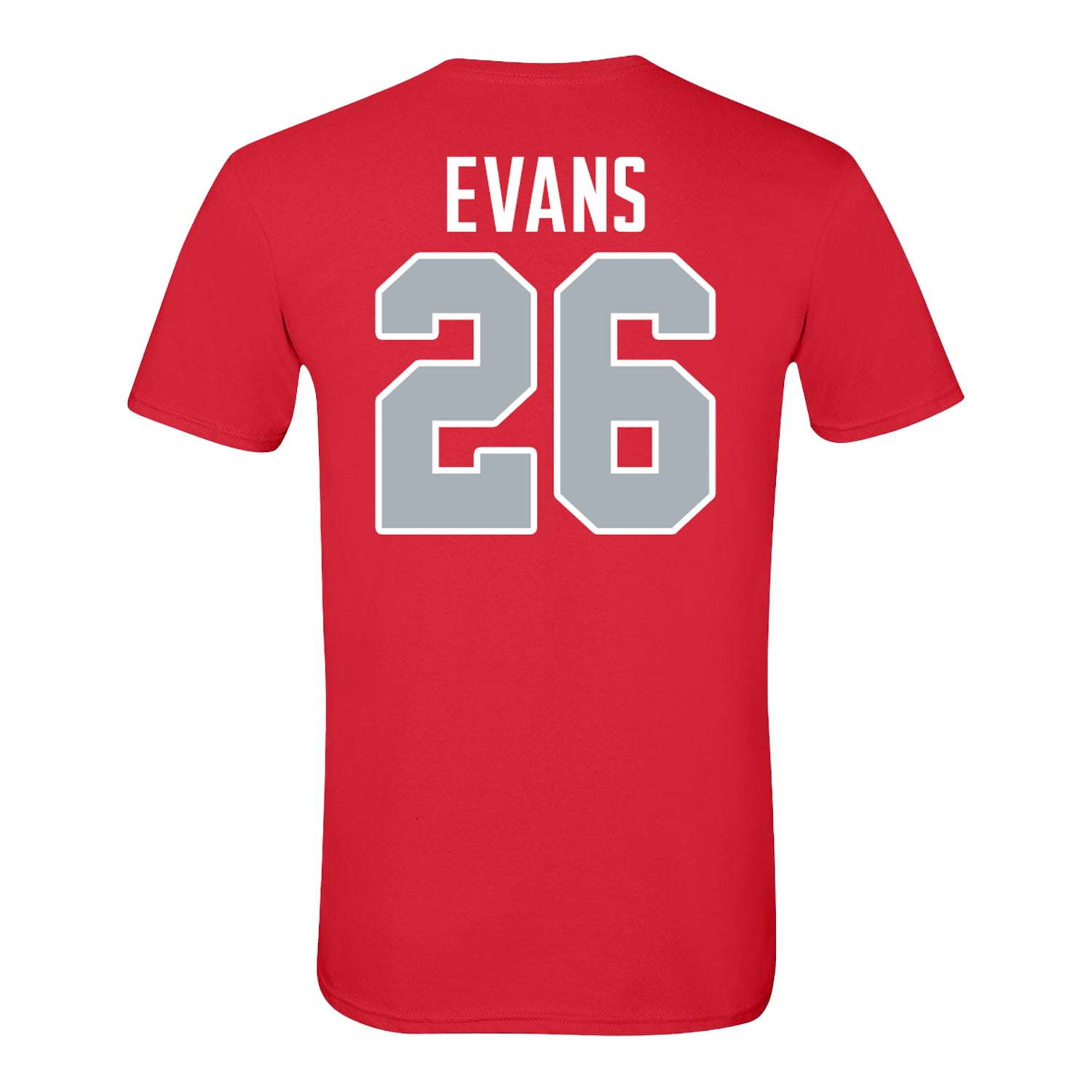 Ohio State Buckeyes Men's Soccer Student Athlete T-Shirt #26 Cole Evans - Back View