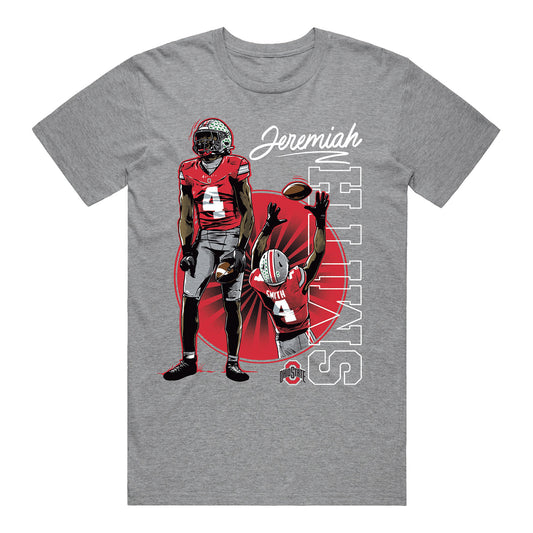 Ohio State Buckeyes Football Student Athlete #4 Jeremiah Smith Sketch T-Shirt - Front