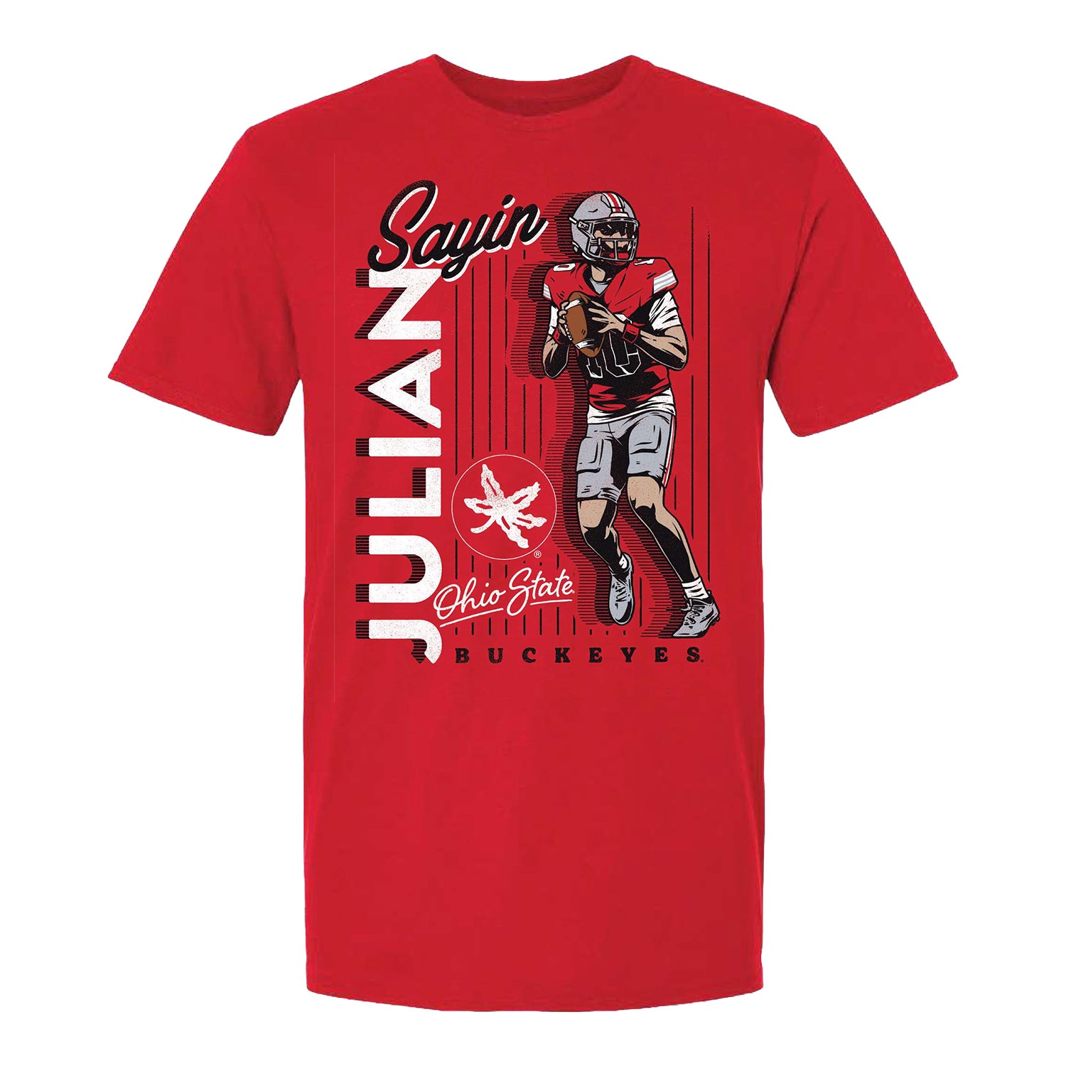 Ohio State Buckeyes Football Student Athlete #10 Julian Sayin Motion  T-Shirt - Front