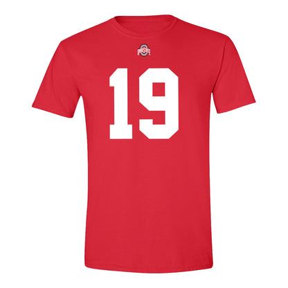 Ohio State Buckeyes #19 Brady Geibel Student Athlete Football T-Shirt - Front