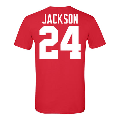 Ohio State Buckeyes #24 Jakobi Jackson Student Athlete Football T-Shirt - Back
