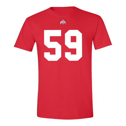 Ohio State Buckeyes #59 Ashton Yeager Student Athlete Football T-Shirt - Front