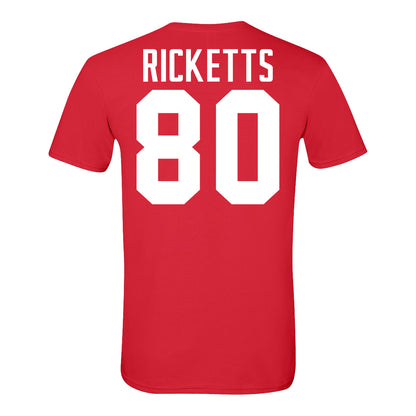 Ohio State Buckeyes #80 Jaeden Ricketts Student Athlete Football T-Shirt - Back