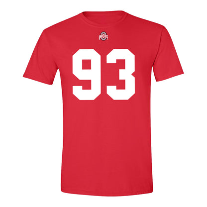 Ohio State Buckeyes #93 Brady Young Student Athlete Football T-Shirt - Front