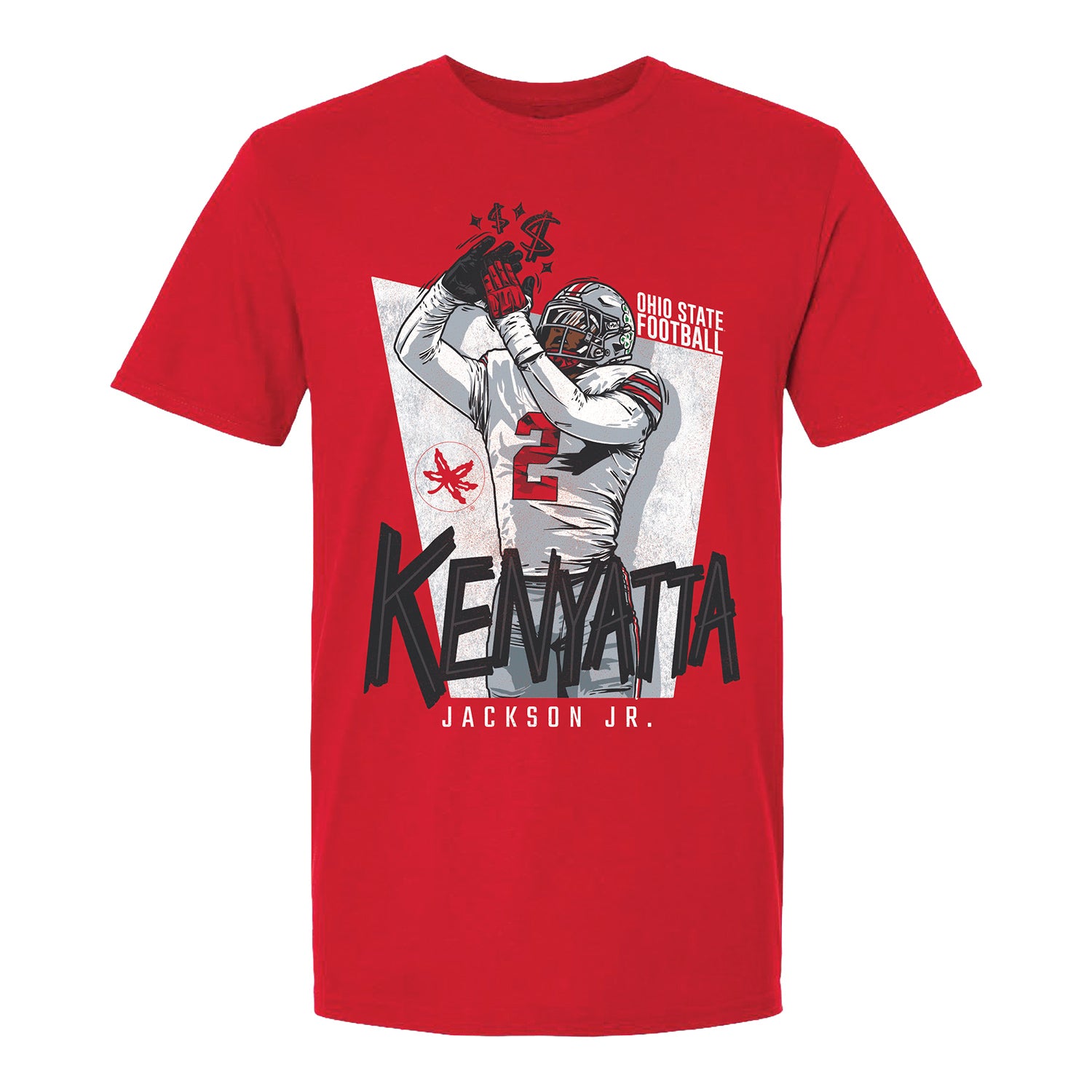 Ohio State Buckeyes Football Student Athlete #2 Kenyatta Jackson Jr. Sack Celebration T-Shirt - Front