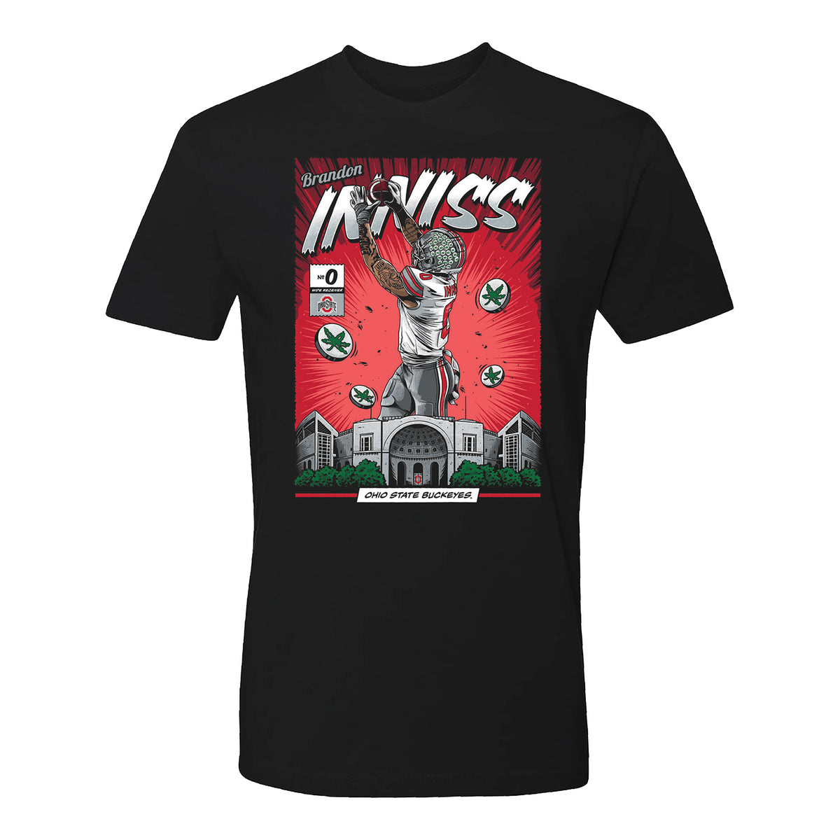 Ohio State Buckeyes Football Student Athlete #0 Brandon Inniss Comic T-Shirt - Front
