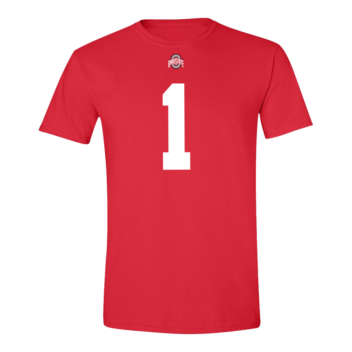 Ohio State Buckeyes #1 Earl Little Jr. Student Athlete Football T-Shirt - Front View