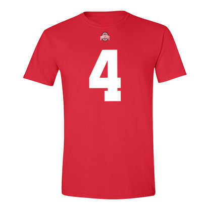 Ohio State Buckeyes #4 Qua Russaw Student Athlete Football T-Shirt - Front View