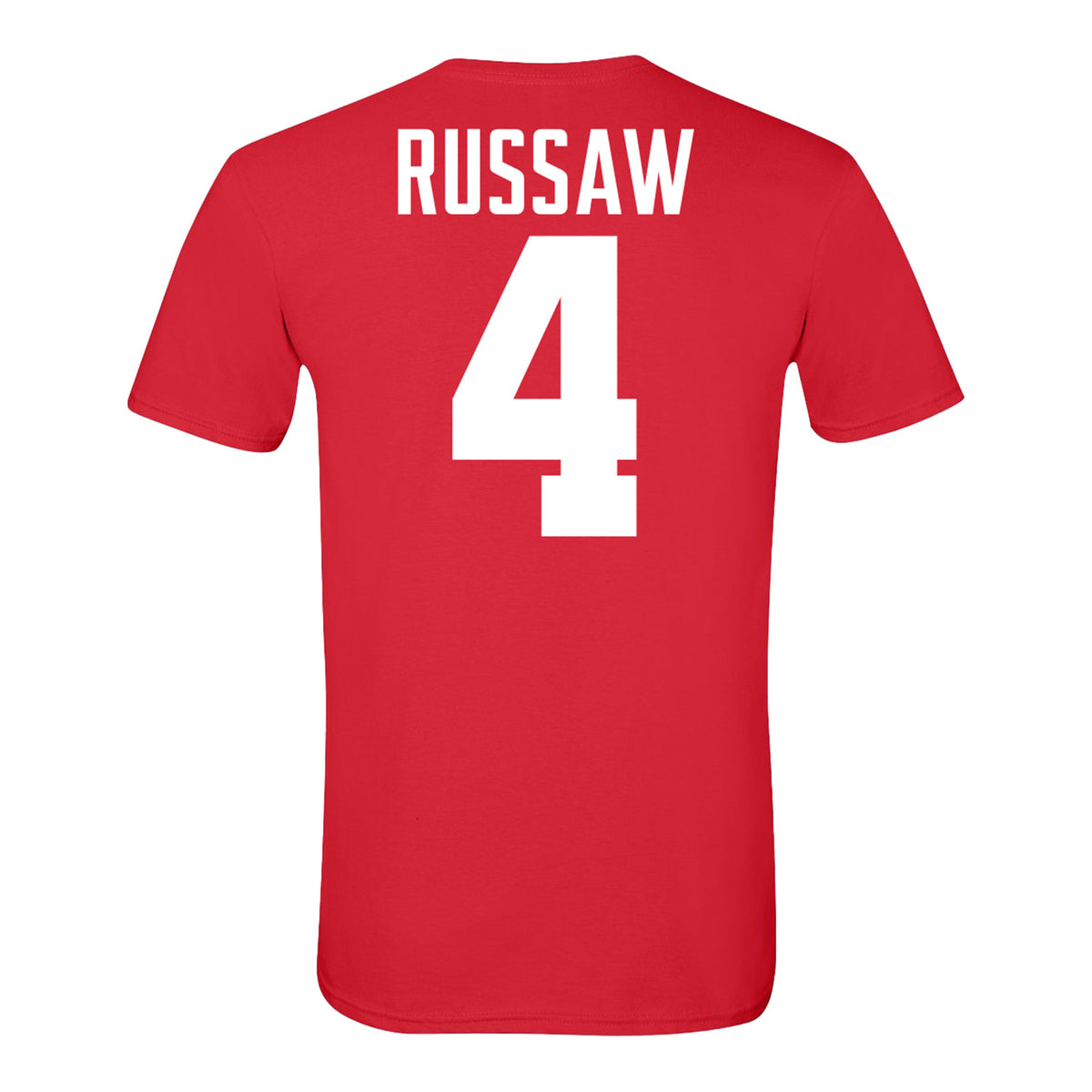 Ohio State Buckeyes #4 Qua Russaw Student Athlete Football T-Shirt - Back View