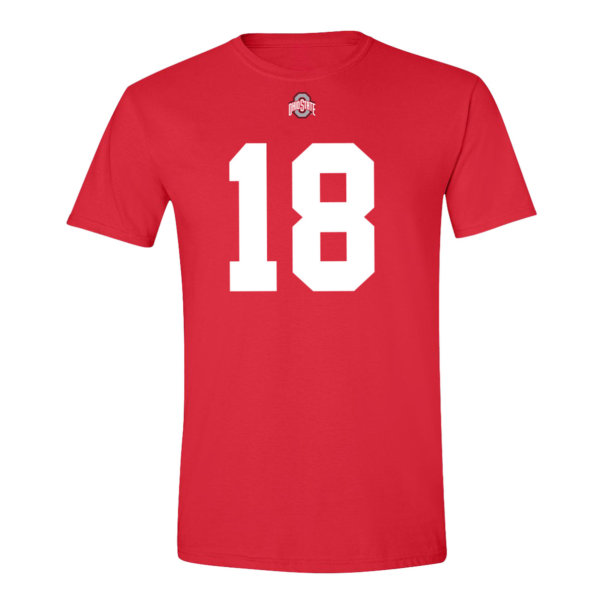 Ohio State Buckeyes #18 Cam Calhoun Student Athlete Football T-Shirt - Front View
