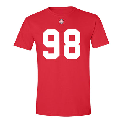 Ohio State Buckeyes #98 Jamir Perez Student Athlete Football T-Shirt - Front View
