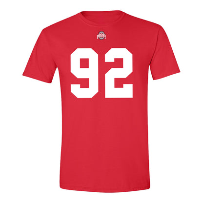 Ohio State Buckeyes #92 Cooper Peterson Student Athlete Football T-Shirt - Front View