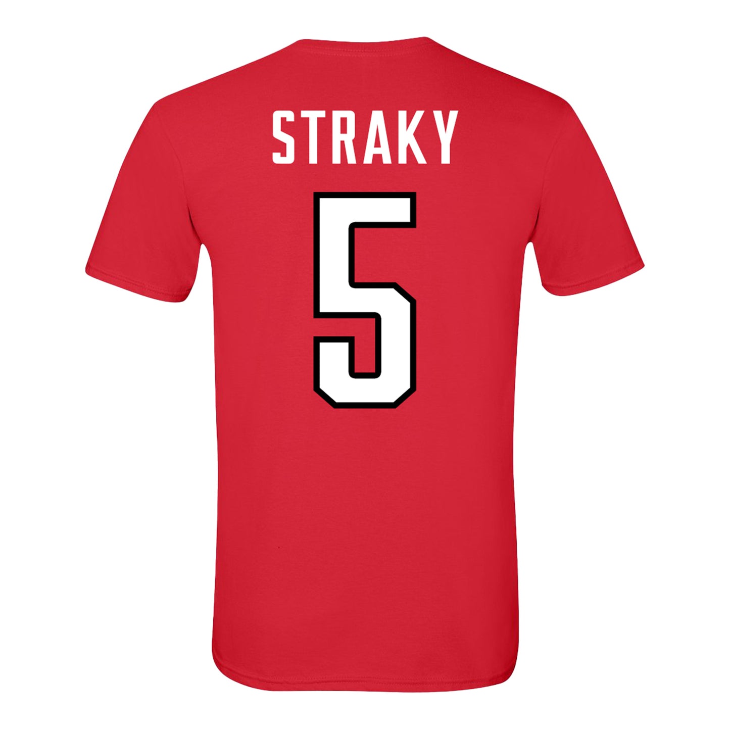 Ohio State Buckeyes Men's Hockey Student Athlete #5 Ethan Straky T-Shirt - Back View
