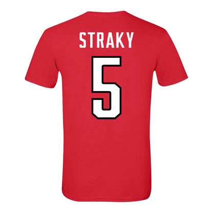 Ohio State Buckeyes Men's Hockey Student Athlete #5 Ethan Straky T-Shirt - Back View