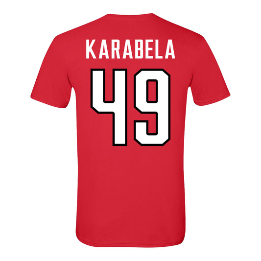 Ohio State Buckeyes Men's Hockey Student Athlete #49 Jake Karabela T-Shirt - Back View