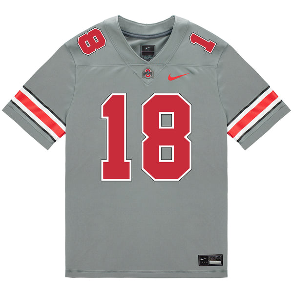 Ohio State Buckeyes Nike #18 Will Howard Student Athlete Gray Football Jersey - Front View