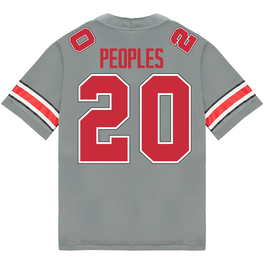 Ohio State Buckeyes Nike #20 James Peoples Student Athlete Gray Football Jersey - Back View