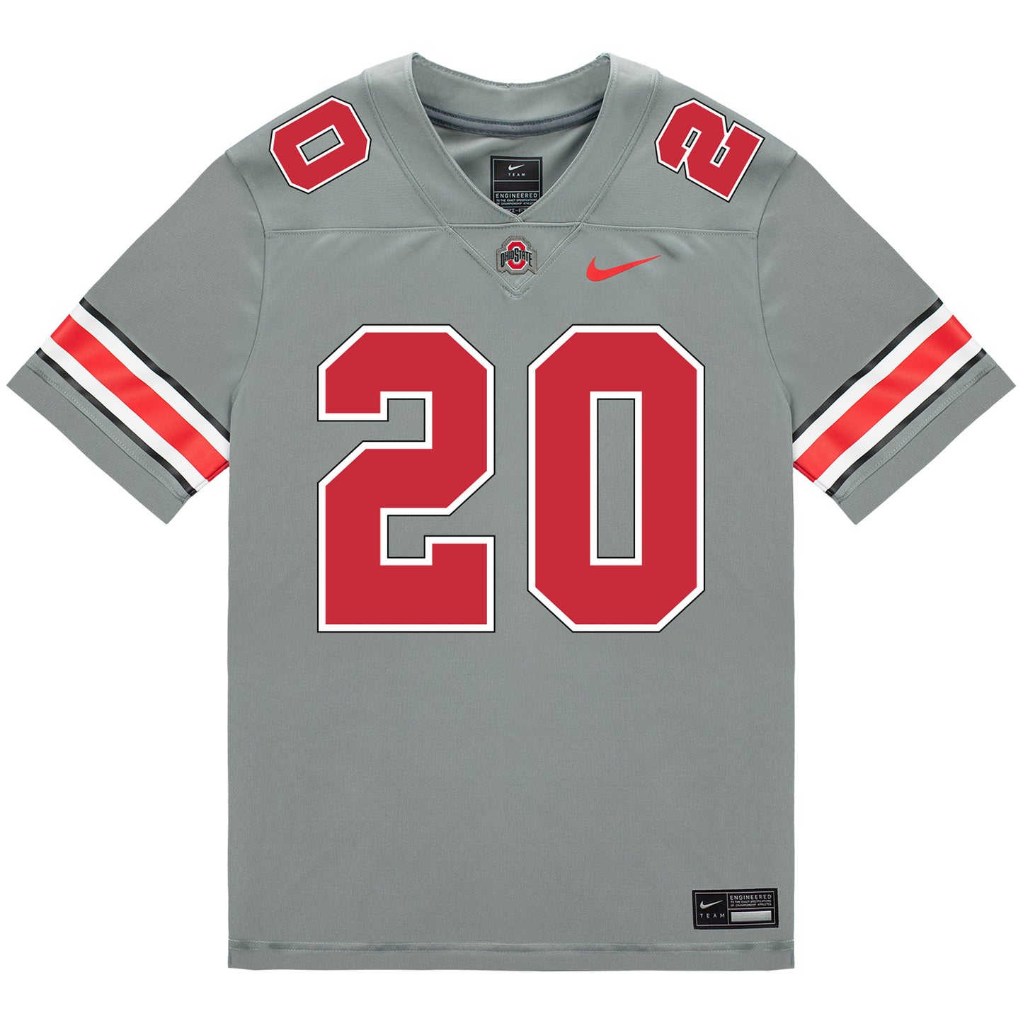 Ohio State Buckeyes Nike #20 James Peoples Student Athlete Gray Football Jersey - Front View