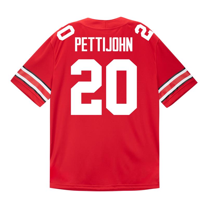 Ohio State Buckeyes Nike #20 Riley Pettijohn Student Athlete Scarlet Football Jersey - Back View