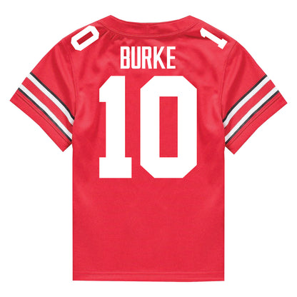 Youth Ohio State Buckeyes #10 Denzel Burke Student Athlete Football Jersey - Back View