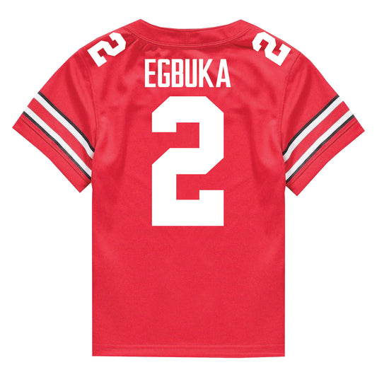 Ohio State Buckeyes Nike #2 Emeka Egbuka Student Athlete Scarlet Football Jersey - Back View