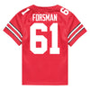 Ohio State Buckeyes Nike #61 Jack Forsman Student Athlete Scarlet Football Jersey - Back View