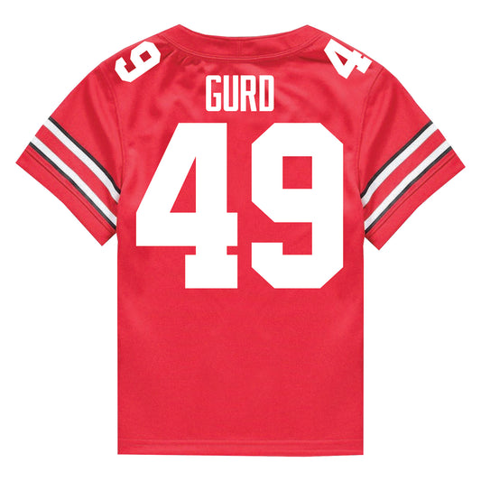 Ohio State Buckeyes Nike #49 Patrick Gurd Student Athlete Scarlet Football Jersey - Back View