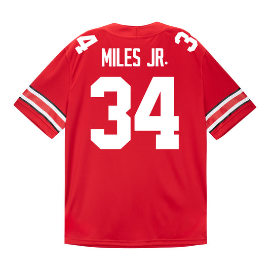 Ohio State Buckeyes Nike #34 Bukari Miles Jr. Student Athlete Scarlet Football Jersey - Back View