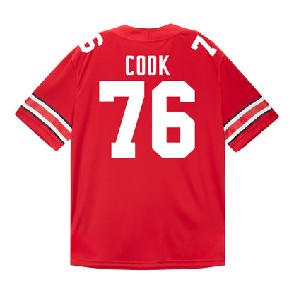 Ohio State Buckeyes Nike #76 Jake Cook Student Athlete Scarlet Football Jersey In Scarlet - Back View