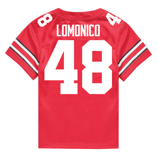 Ohio State Buckeyes Nike #48 Maxwell Lomonico Student Athlete Scarlet Football Jersey - Back View