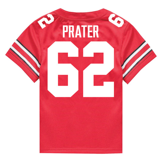 Ohio State Buckeyes Nike #62 Bryce Prater Student Athlete Scarlet Football Jersey - Back View