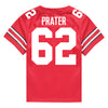 Ohio State Buckeyes Nike #62 Bryce Prater Student Athlete Scarlet Football Jersey - Back View