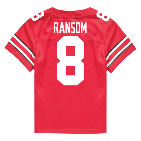 Ohio State Buckeyes Nike #8 Lathan Ransom Student Athlete Scarlet Football Jersey - Back View