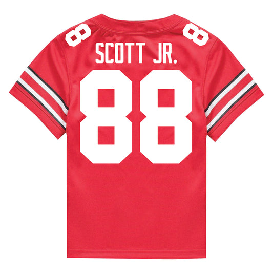 Ohio State Buckeyes Nike #88 Gee Scott Jr. Student Athlete Scarlet Football Jersey - Back View