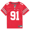 Ohio State Buckeyes Nike #91 Tyleik Williams Student Athlete Scarlet Football Jersey - Front View