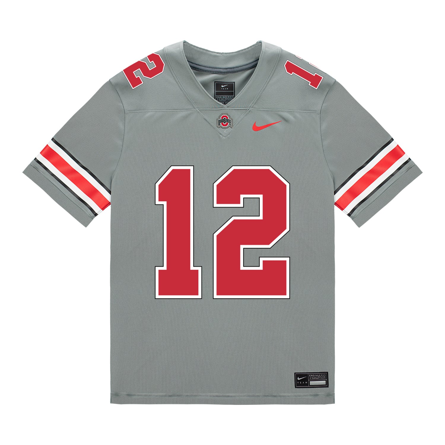 Ohio State Buckeyes Nike #12 CJ Donaldson Student Athlete Gray Football Jersey - Front View