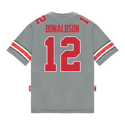 Ohio State Buckeyes Nike #12 CJ Donaldson Student Athlete Gray Football Jersey - Back View