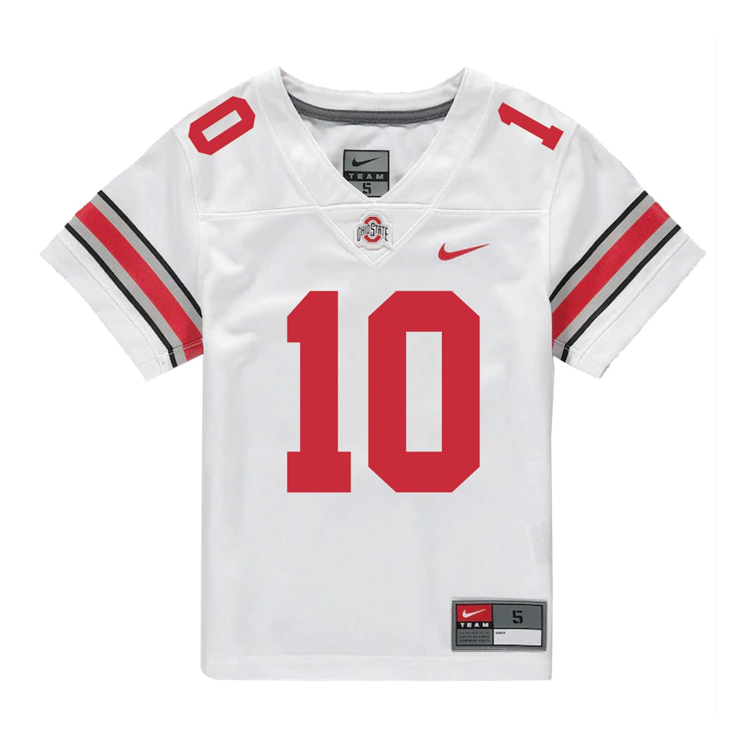 Ohio State Buckeyes Nike #10 Denzel Burke Student Athlete White Football Jersey - Front View