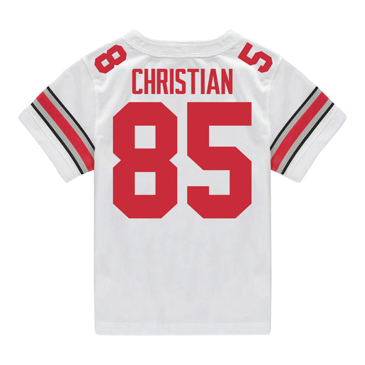 Ohio State Buckeyes Nike #85 Bennett Christian Student Athlete White Football Jersey - Back View