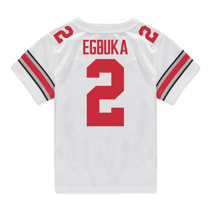 Ohio State Buckeyes Nike #2 Emeka Egbuka Student Athlete White Football Jersey - Back View