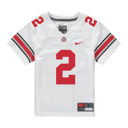 Ohio State Buckeyes Nike #2 Emeka Egbuka Student Athlete White Football Jersey - Front View