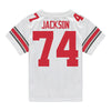 Ohio State Buckeyes Nike #74 Donovan Jackson Student Athlete White Football Jersey - Back View