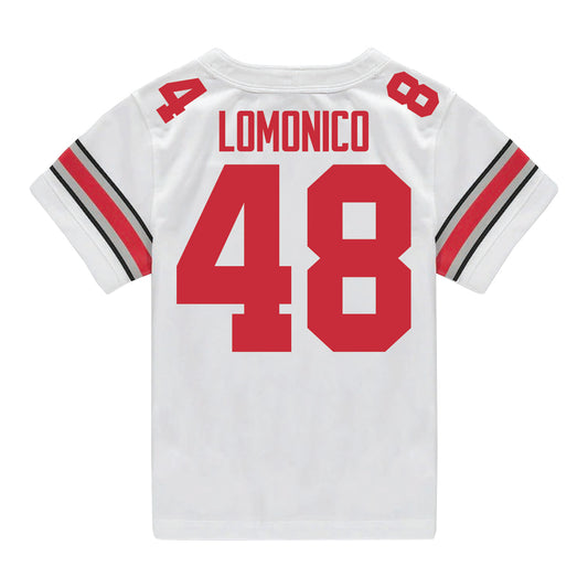 Ohio State Buckeyes Nike #48 Maxwell Lomonico Student Athlete White Football Jersey - Back View