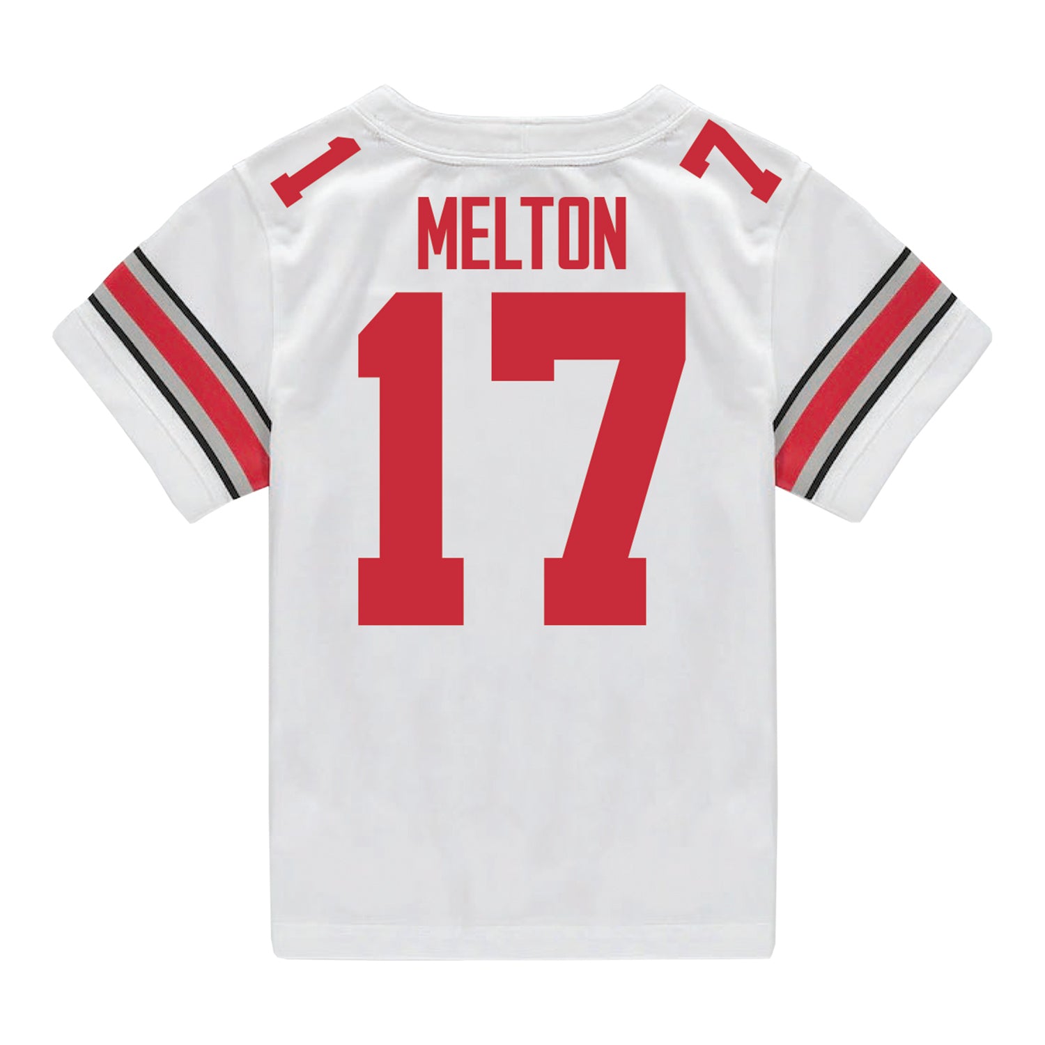 Ohio State Buckeyes Nike #17 Mitchell Melton Student Athlete White Football Jersey - Back View