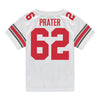 Ohio State Buckeyes Nike #62 Bryce Prater Student Athlete White Football Jersey - Back View
