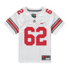 Ohio State Buckeyes Nike #62 Bryce Prater Student Athlete White Football Jersey - Front View