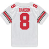 Ohio State Buckeyes Nike #8 Lathan Ransom Student Athlete White Football Jersey - Back View