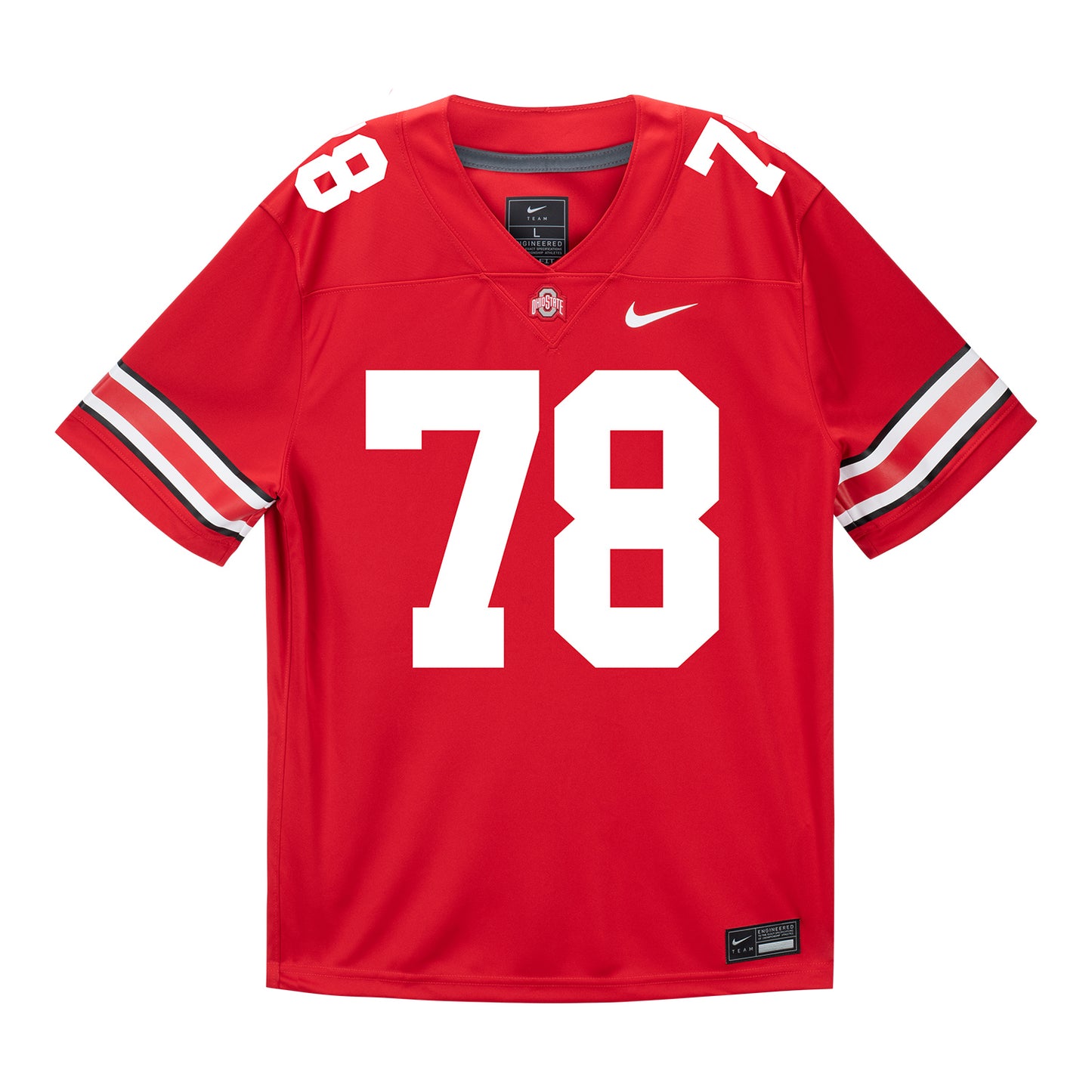 Ohio State Buckeyes Nike #78 Ethan Onianwa Student Athlete Scarlet Football Jersey - Front View